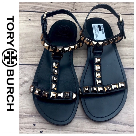 Tory Burch Shoes - 💕SALE💕 Tory Burch Gold Studded Black Gladiators